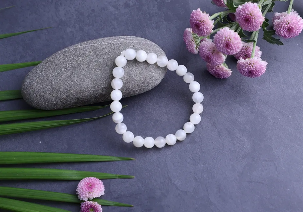 White Moonstone Bracelet 22 Beads